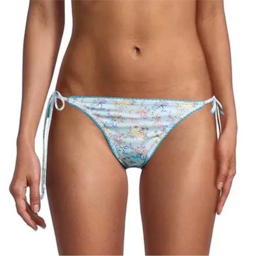 LOVESHACKFANCY HARBOR BIKINI BOTTOMS ONLY SWIMSUIT SEPARATE MEDIUM STRING BLUE